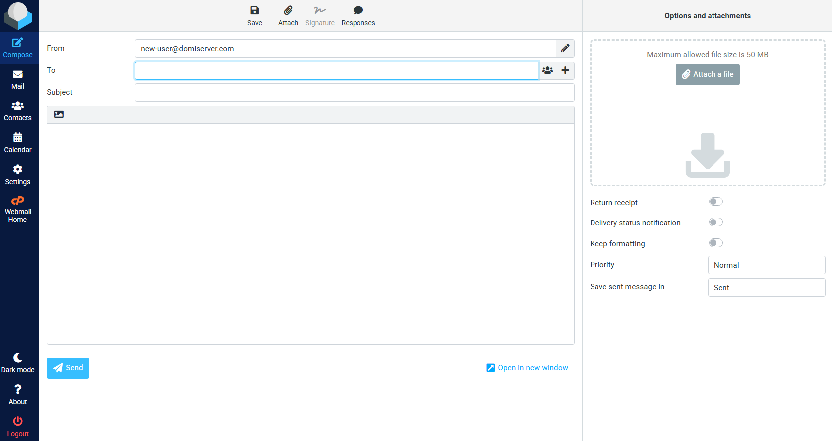 Professional email compose interface